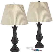 regency-hill-blakely-traditional-touch-table-lamps-set-of-2-with-usb-charging-port-25-high-dark-bronze-metal-led-ivory-linen-fabric-pleat-shade-for-bedroom-livin-4